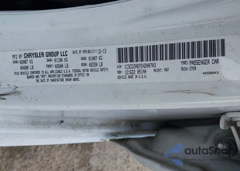 2014 Dodge Avenger Se from USA, damaged, VIN 1C3CDZAB7EN200703